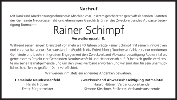 Anzeige von Rainer Schimpf von MGO