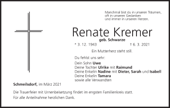 Anzeige von Renate Kremer von MGO