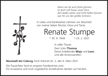 Anzeige von Renate Stumpe von MGO
