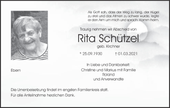 Anzeige von Rita Schützel von MGO