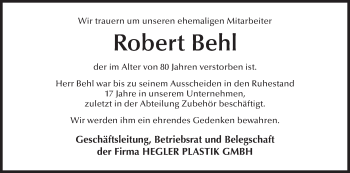 Anzeige von Robert Behl von MGO