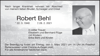 Anzeige von Robert Behl von MGO