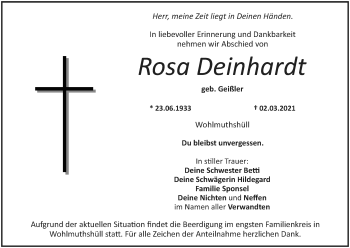 Anzeige von Rosa Deinhardt von MGO