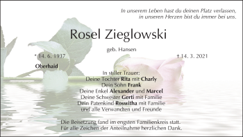 Anzeige von Rose Zieglowski von MGO