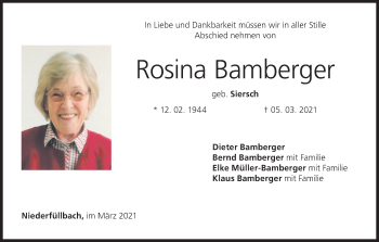 Anzeige von Rosina Bamberger von MGO
