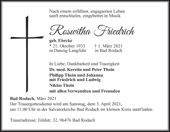 Anzeige von Roswitha Friedrich von MGO