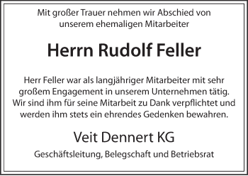 Anzeige von Rudolf Feller von MGO