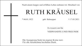 Anzeige von Ruth Kräusel von MGO