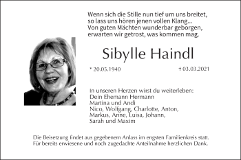 Anzeige von Sibylle Haindl von MGO
