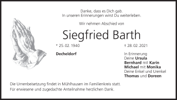Anzeige von Siegfried Barth von MGO