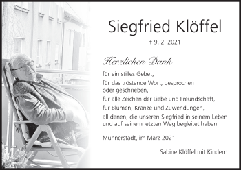 Anzeige von Siegfried Klöffel von MGO