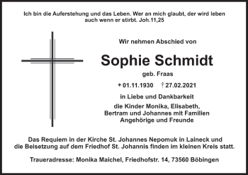 Anzeige von Sophie Schmidt von MGO