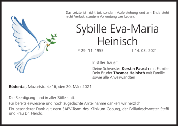 Anzeige von Sybille Eva-Maria Heinisch von MGO
