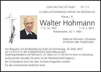 Anzeige von Walter Hohmann von MGO