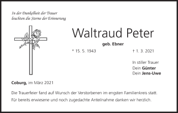 Anzeige von Waltraud Peter von MGO