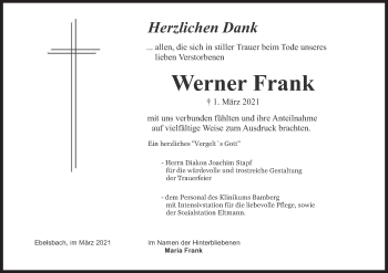 Anzeige von Werner Frank von MGO