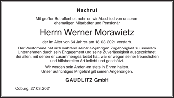 Anzeige von Werner Morawietz von MGO