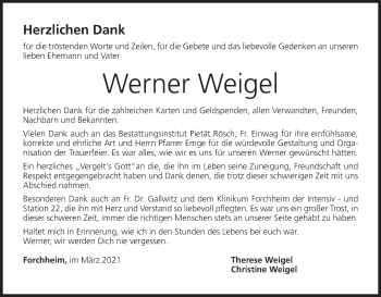 Anzeige von Werner Weigel von MGO