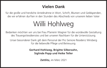 Anzeige von Willi Hohlweg von MGO