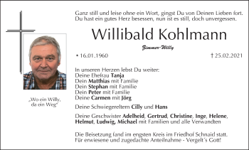 Anzeige von Willibald Kohlmann von MGO
