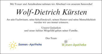Anzeige von Wolf-Dietrich Künsten von MGO