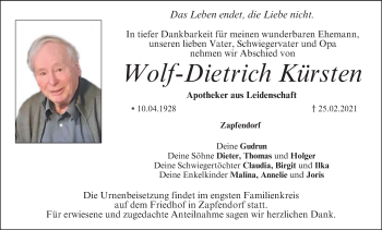 Anzeige von Wolf-Dietrich Kürsten von MGO
