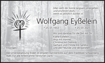 Anzeige von Wolfgang Eyßelein von MGO