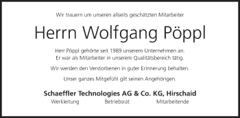 Anzeige von Wolfgang Pöppl von MGO