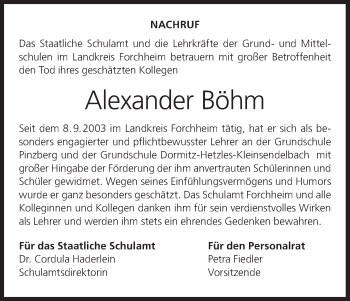Anzeige von Alexander Böhm von MGO