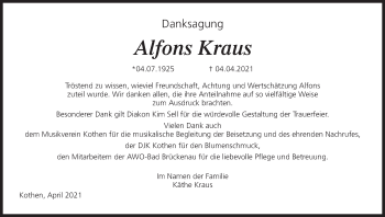 Anzeige von Alfons Kraus von MGO