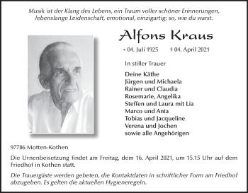 Anzeige von Alfons Kraus von MGO