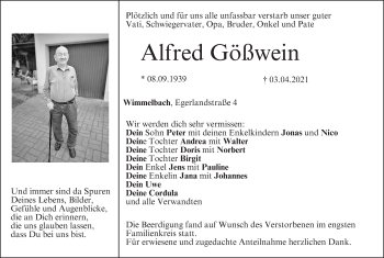 Anzeige von Alfred Gößwein von MGO