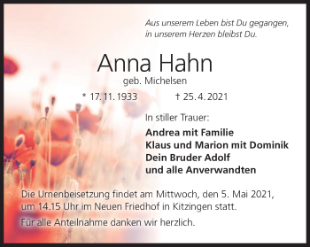 Anzeige von Anna Hahn von MGO