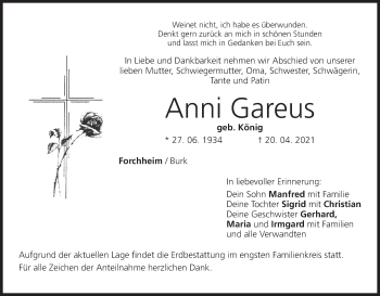 Anzeige von Anni Gareus von MGO