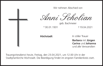 Anzeige von Anni Scholian von MGO