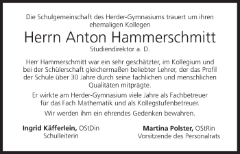 Anzeige von Anton Hammerschmitt von MGO