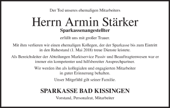 Anzeige von Armin Stärker von MGO