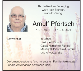 Anzeige von Arnulf Pförtsch von MGO