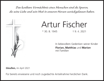 Anzeige von Artur Fischer von MGO