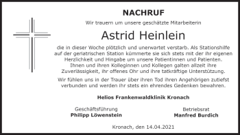 Anzeige von Astrid Heinlein von MGO