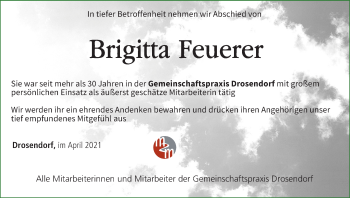 Anzeige von Brigitta Feuerer von MGO