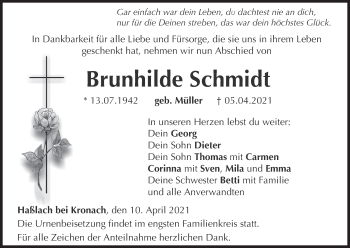 Anzeige von Brunhilde Schmidt von MGO