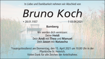 Anzeige von Bruno Koch von MGO