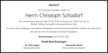 Anzeige von Christoph Schodorf von MGO