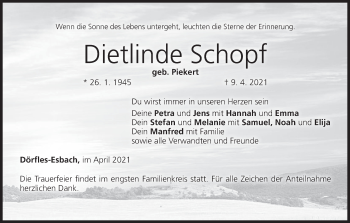 Anzeige von Dietlinde Schopf von MGO