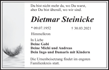 Anzeige von Dietmar Steinicke von MGO