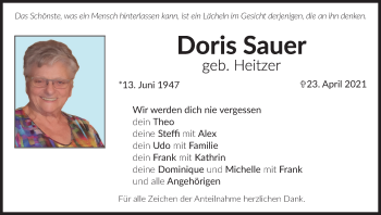 Anzeige von Doris Sauer von MGO