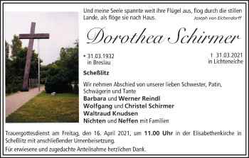 Anzeige von Dorothea Schirmer von MGO