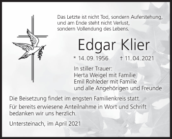 Anzeige von Edgar Klier von MGO