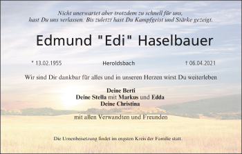 Anzeige von Edmund  Haselbauer von MGO